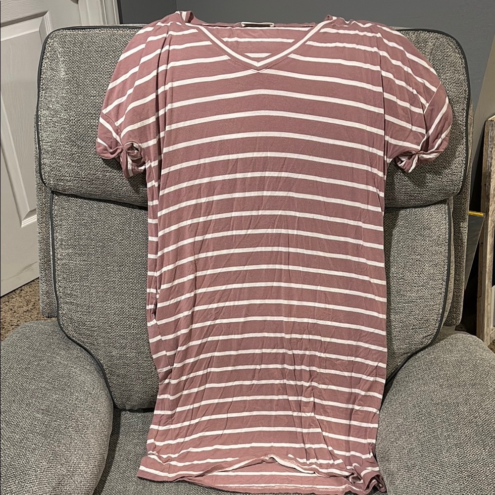 Striped V-Neck Women's Knit Dress